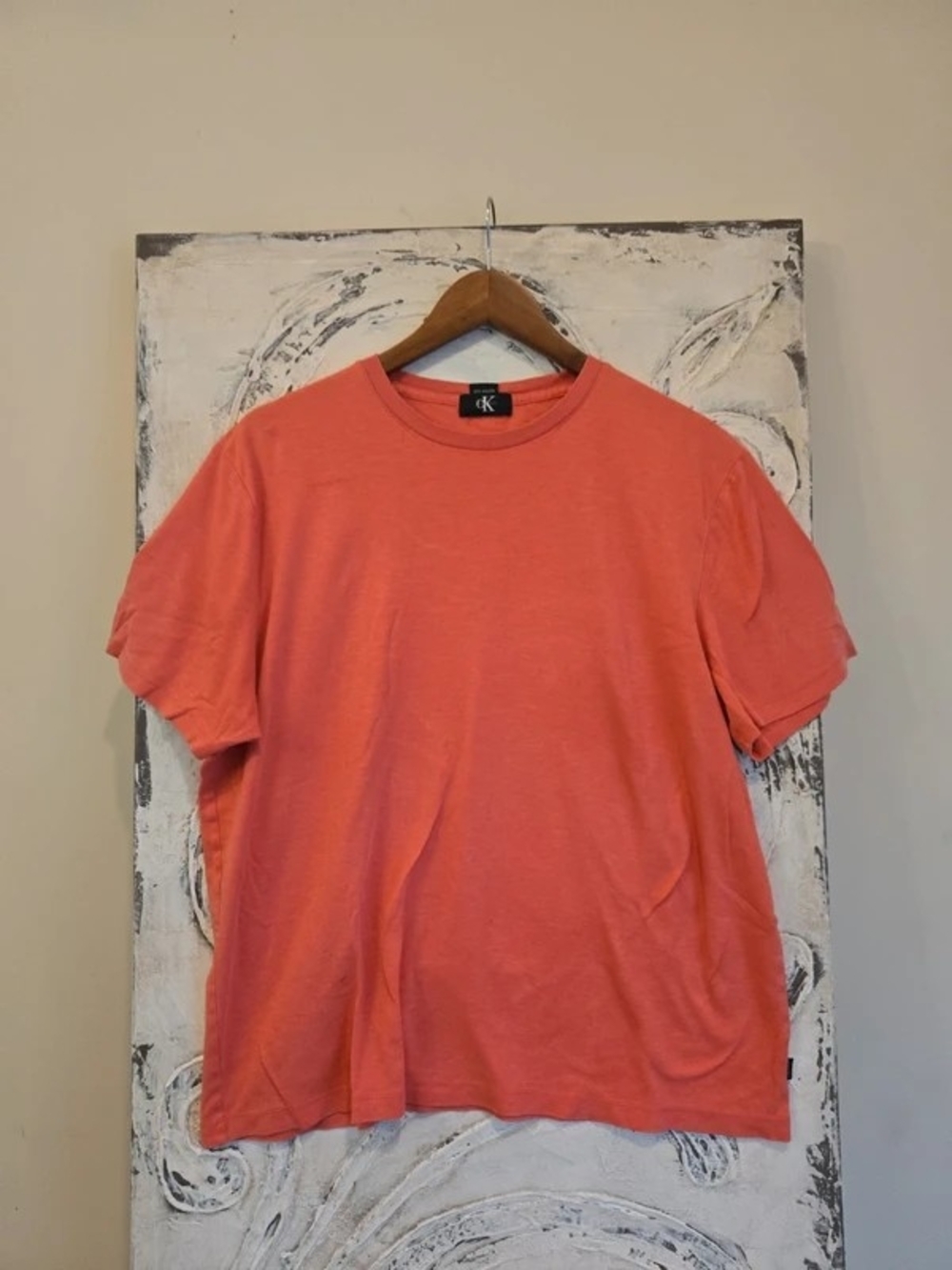 Calvin Klein Coral-Orange Short Sleeve Crewneck Tee